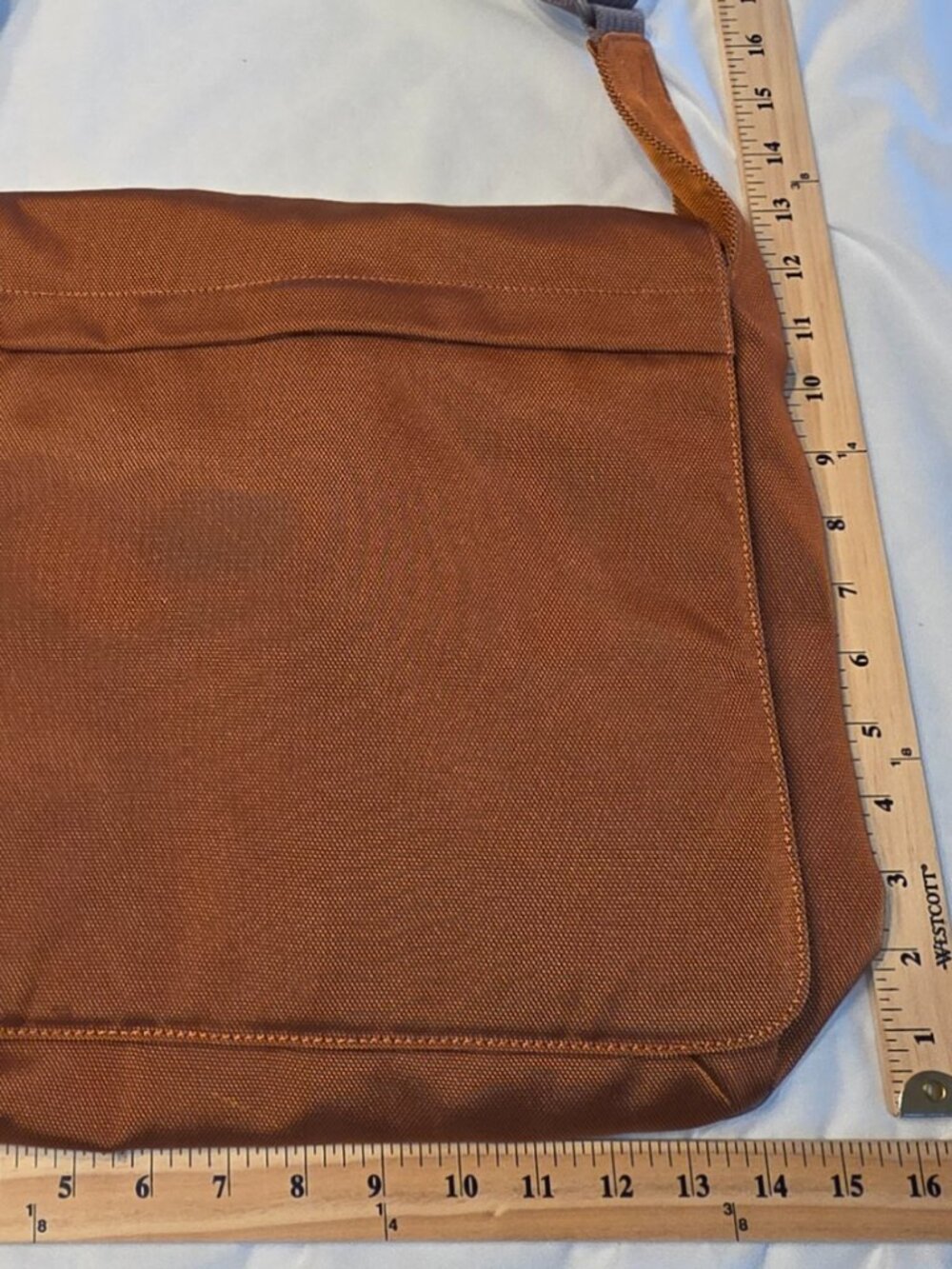 Burnt Orange Laptop Bag Padded Shoulder Strap Hook Loop Flap Closure Messenger - Picture 8 of 8